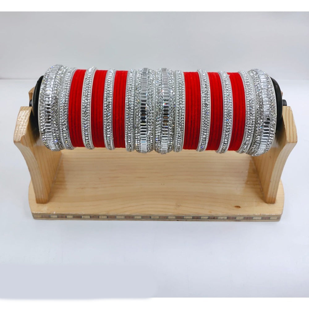 Akruti Collection Silver Plated Velvet Bangles Set