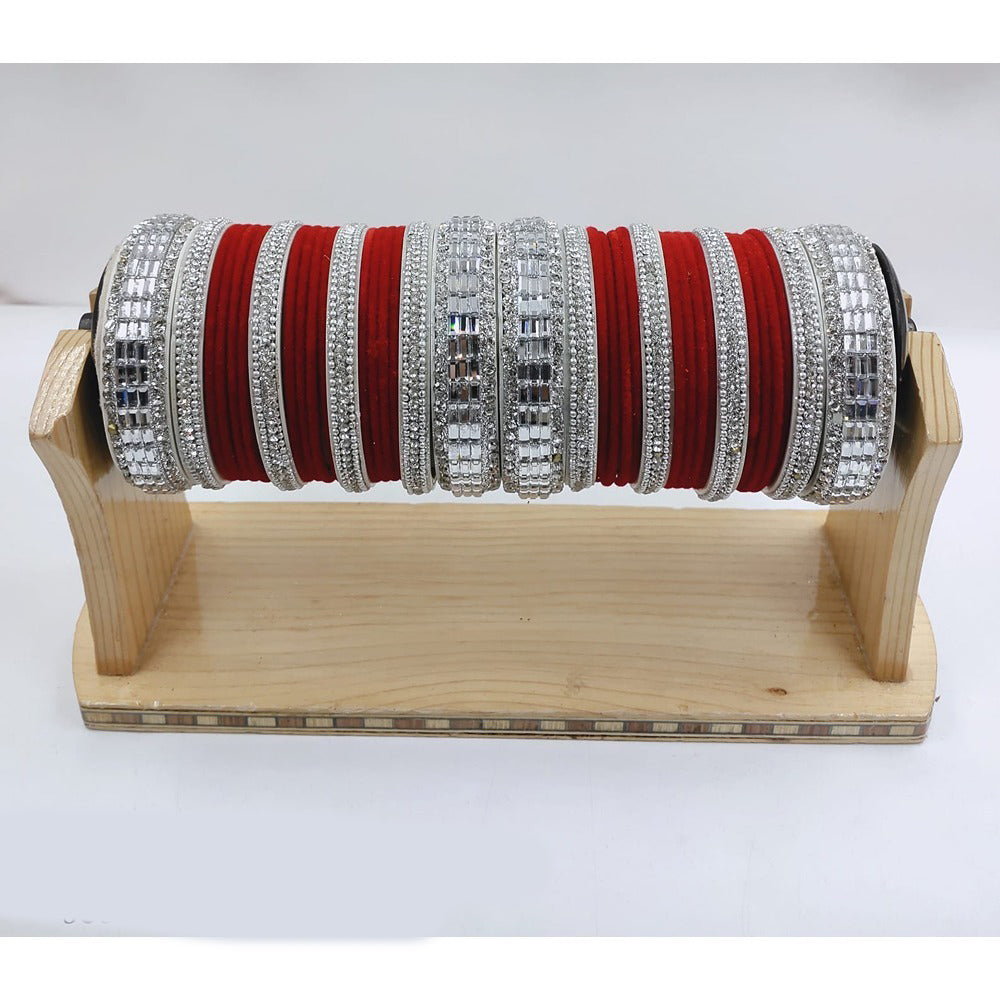 Akruti Collection Silver Plated Velvet Bangles Set