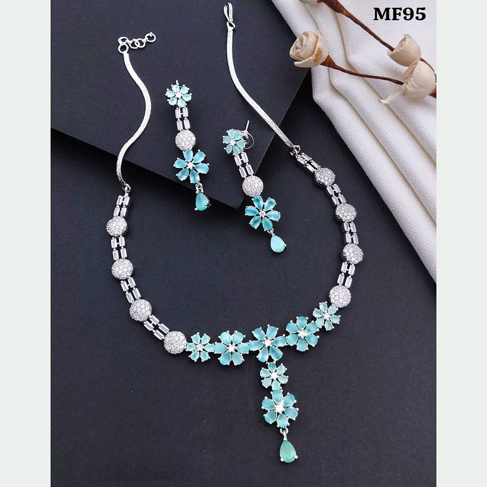 Akruti Collection Silver Plated American Diamonds Necklace Set