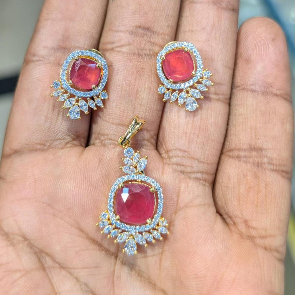 Akruti Collection Gold Plated Pendant Set