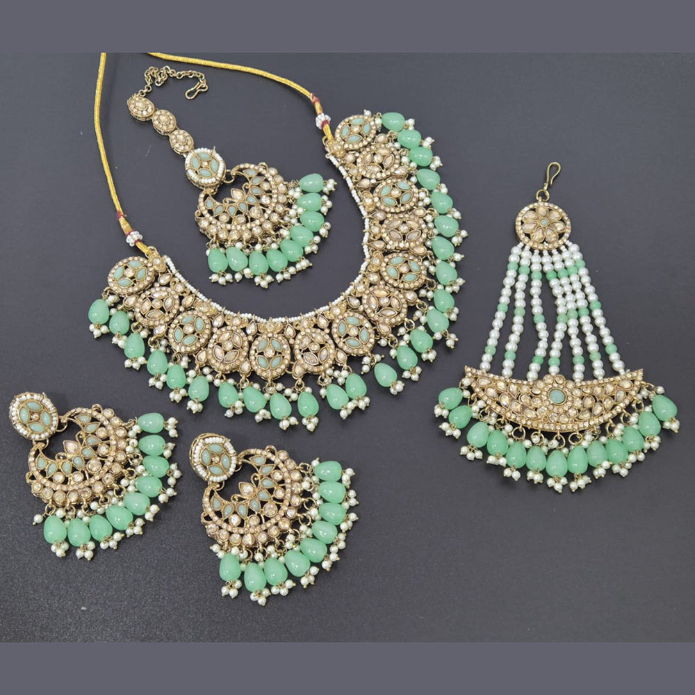 Akruti Collection Gold Plated Crystal Stone And Pearl Necklace Set