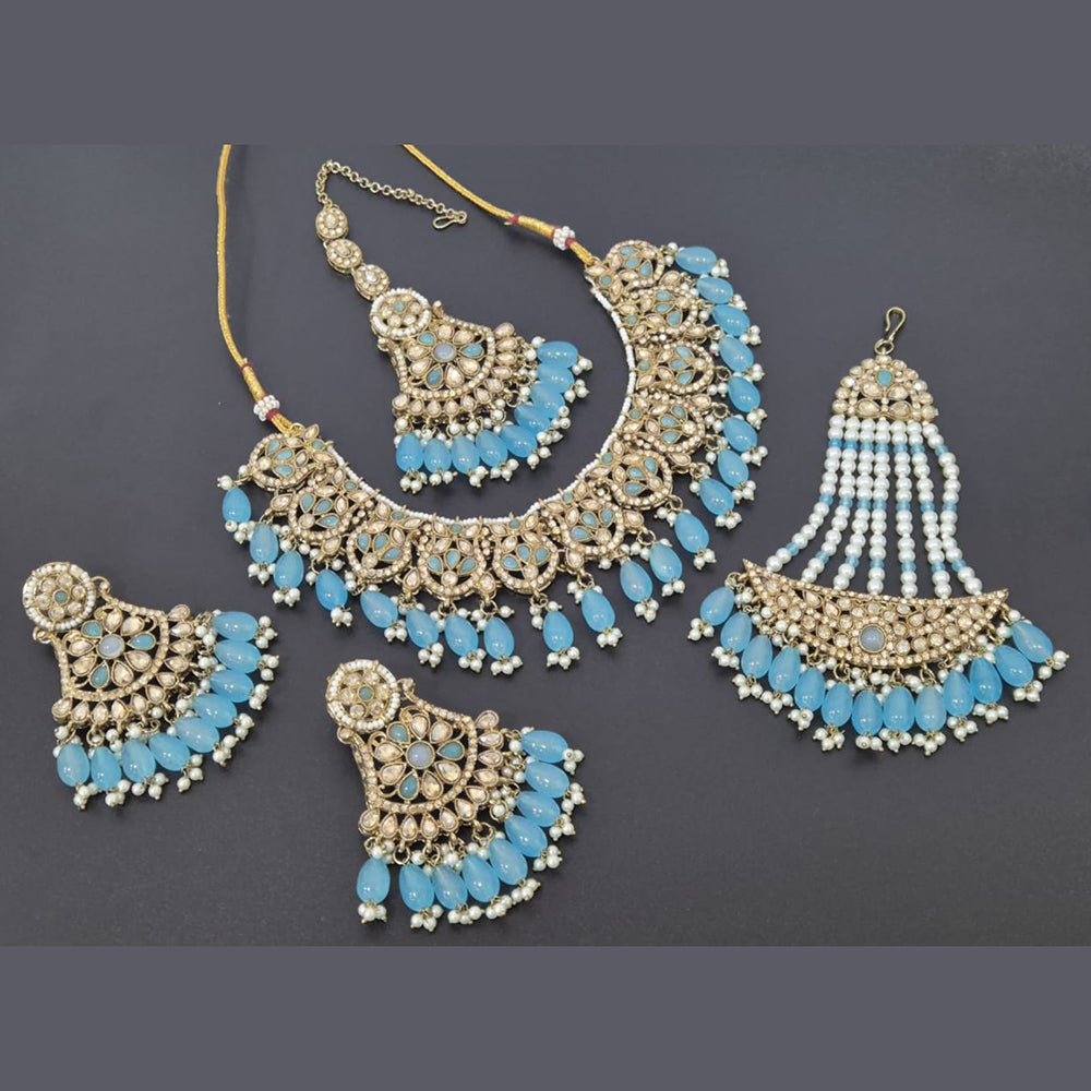 Akruti Collection Gold Plated Crystal Stone And Pearl Necklace Set