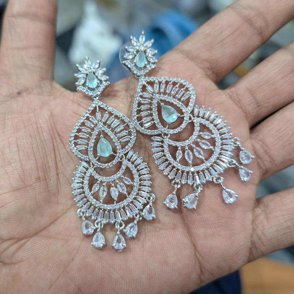 Akruti Collection Silver Plated AD Dangler Earrings