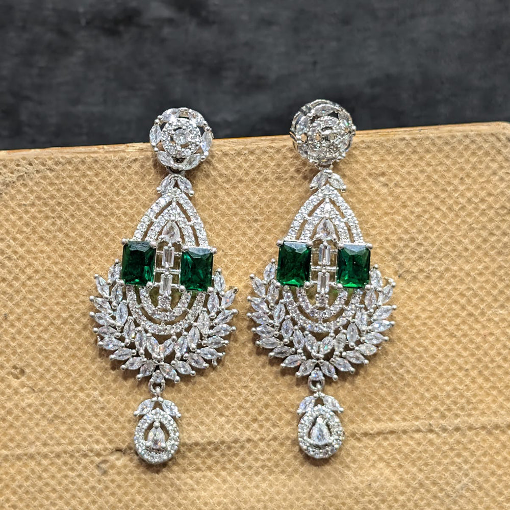 Akruti Collection Silver Plated AD Dangler Earrings