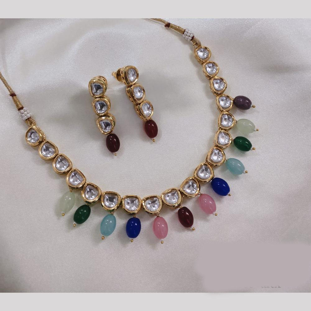 Akruti Collection Gold Plated Kundan And Beads Neckalce Set