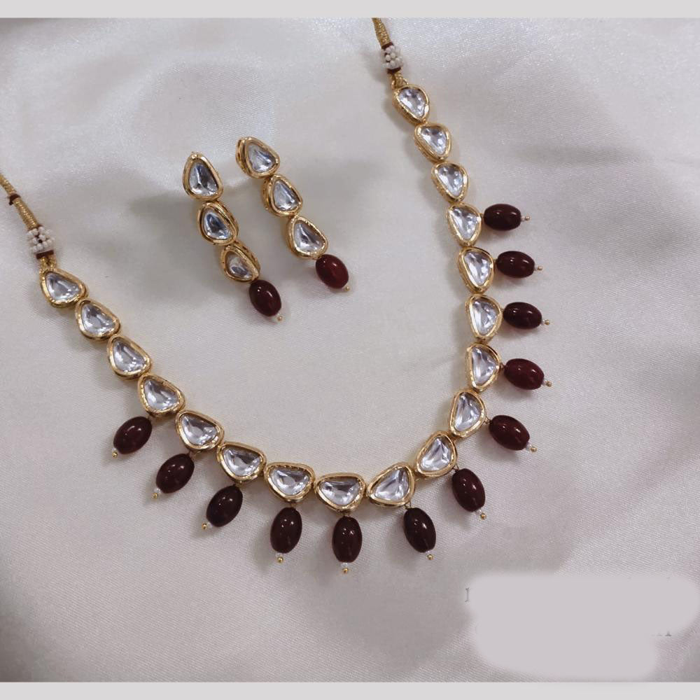 Akruti Collection Gold Plated Kundan And Beads Neckalce Set