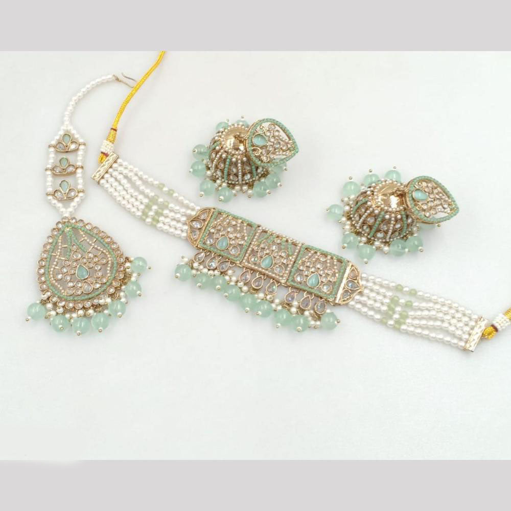 Akruti Collection Gold Plated Crystal Stone And Pearl Neckalce Set