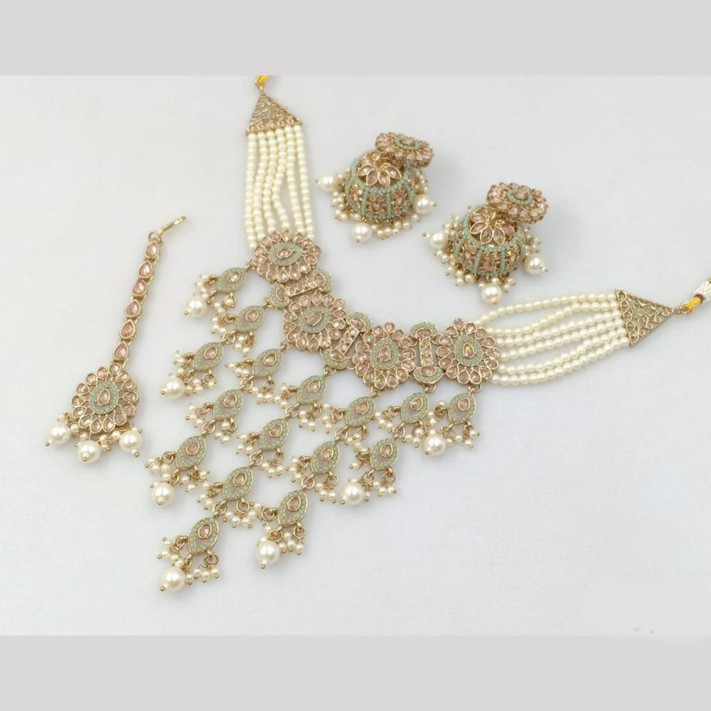 Akruti Collection Gold Plated Crystal Stone And Pearl Neckalce Set