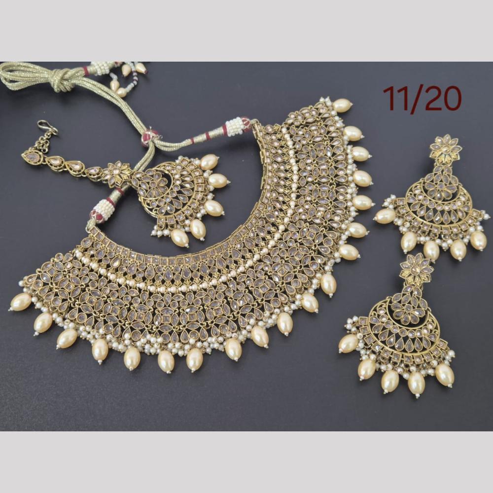 Akruti Collection Gold Plated Crystal Stone Neckalce Set