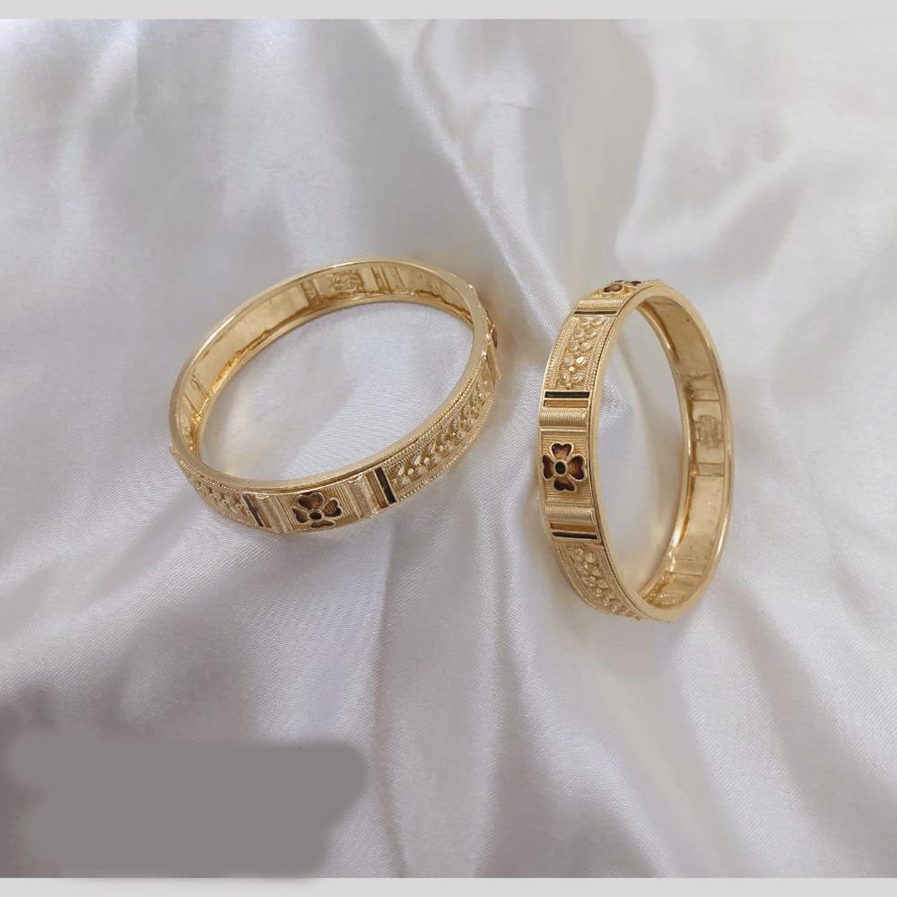 Akruti Collection Gold Plated Pota Stone Bangle Set