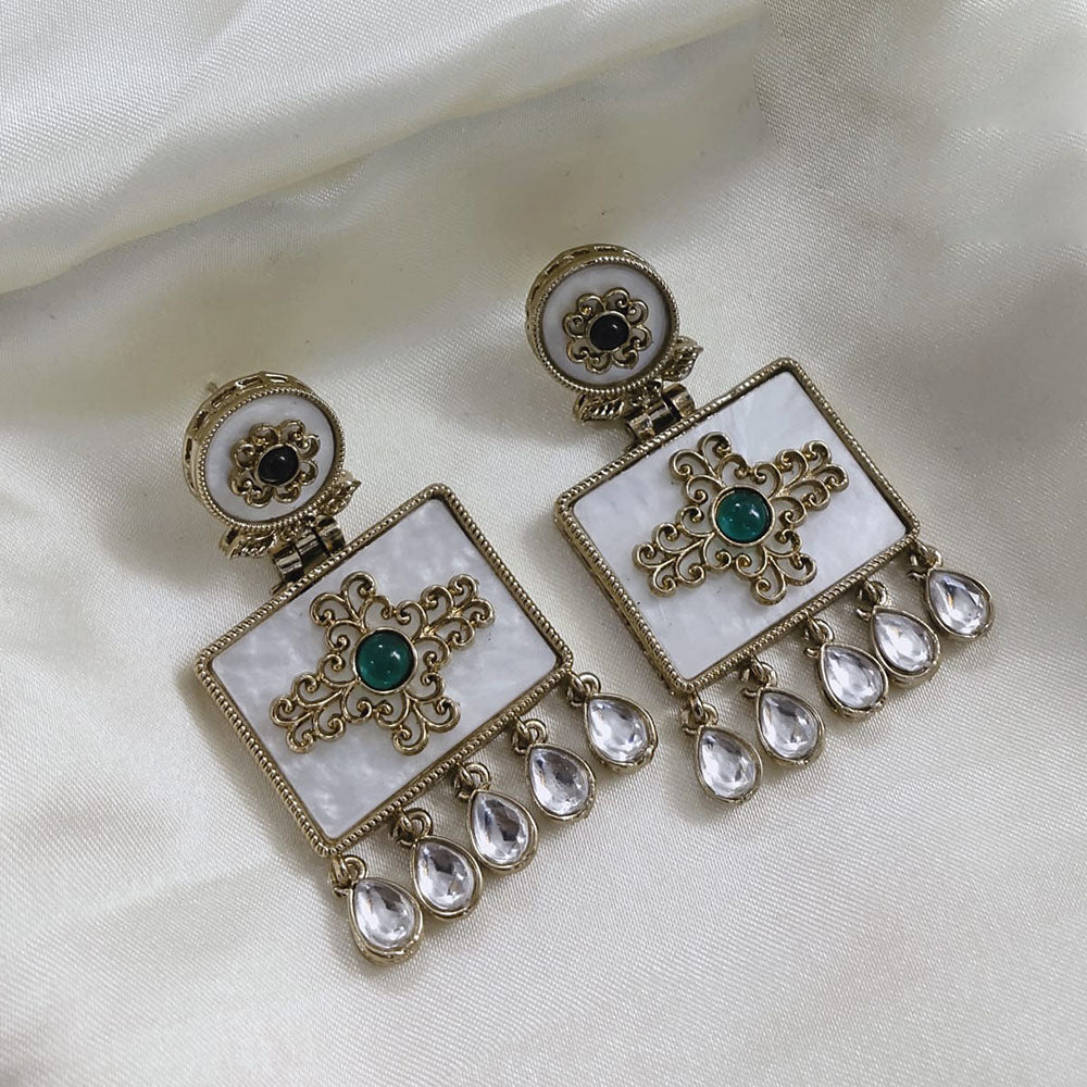 Akruti Collection Gold Plated Pota Stone Dangler Earrings