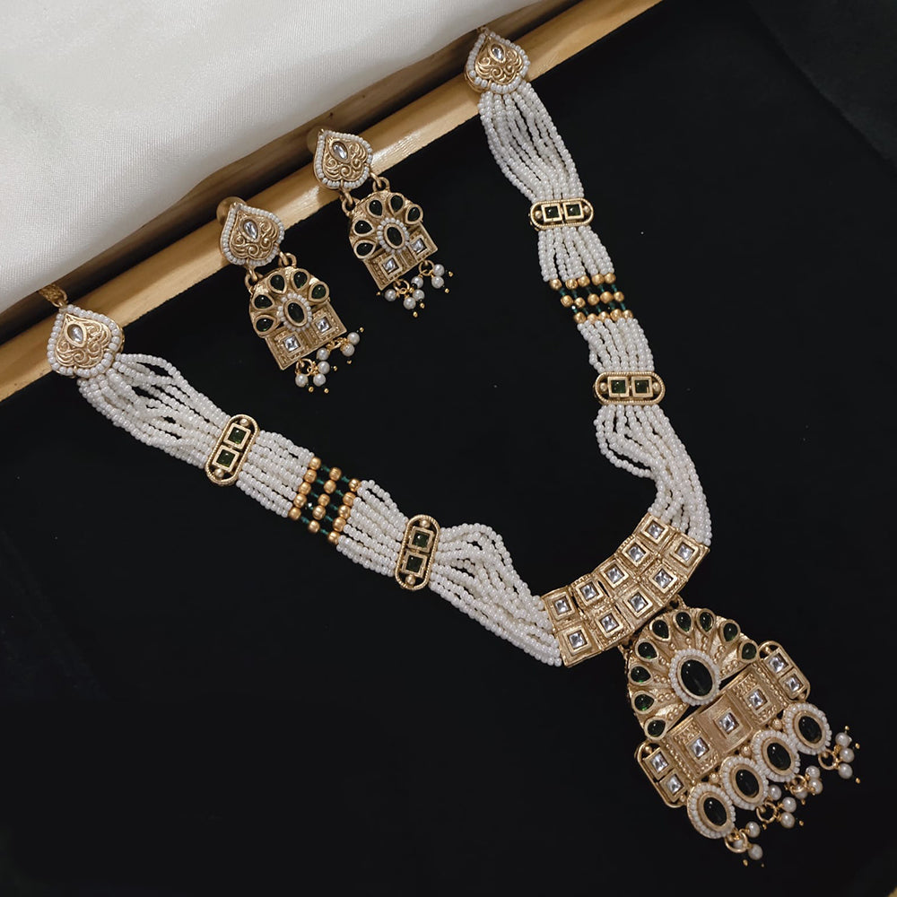 Akruti Collection Gold Plated Kundan And Pearl Necklace Set