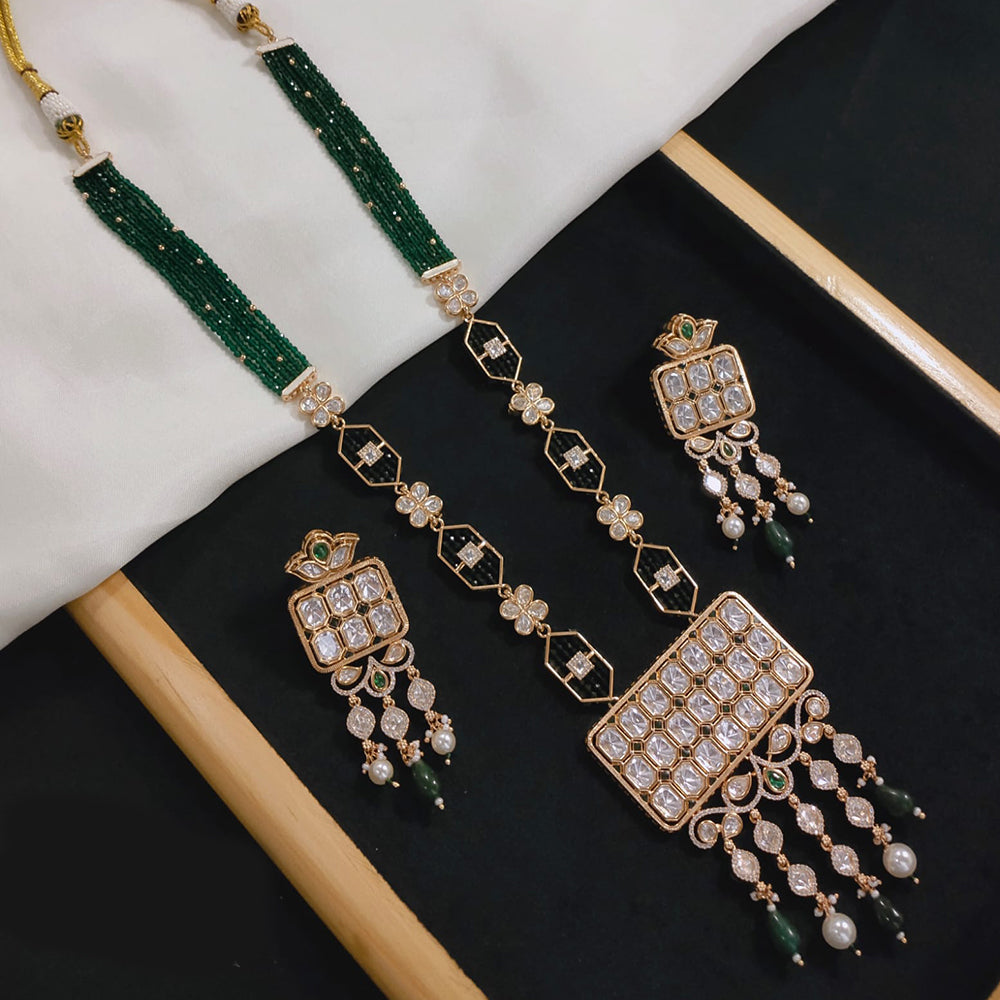 Akruti Collection Gold Plated Polki Kundan And Pearl Long Necklace Set