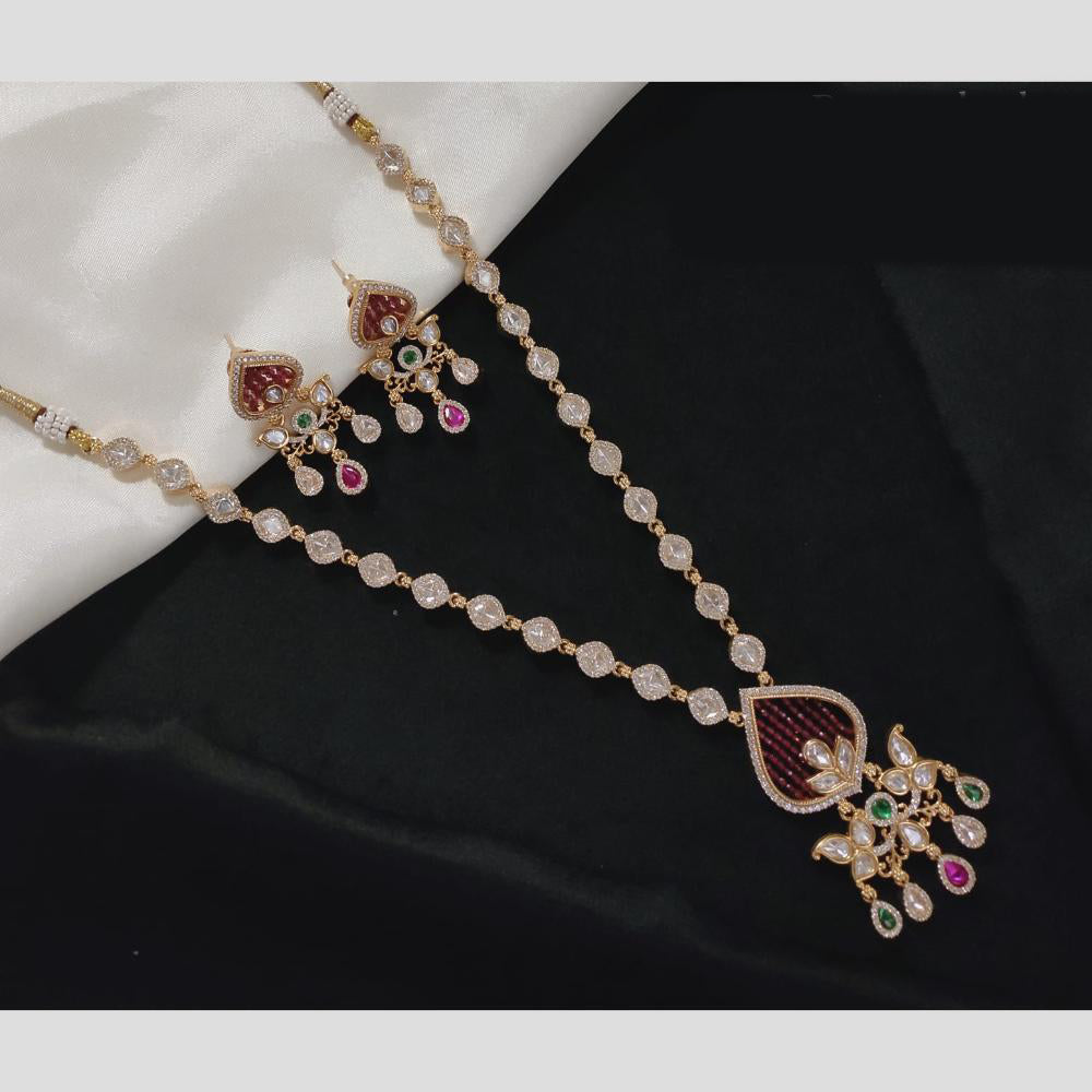 Akruti Collection Gold Plated Polki Kundan Stone And Pearls Necklace Set