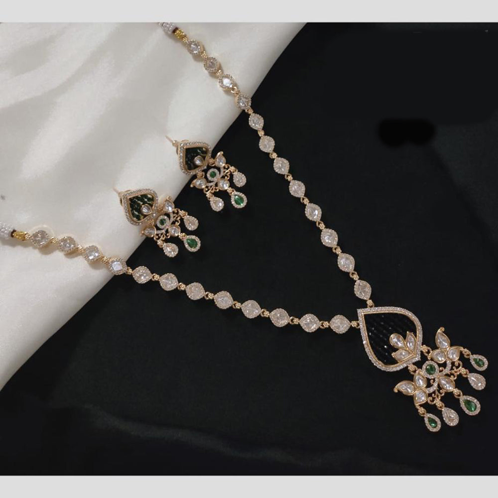 Akruti Collection Gold Plated Polki Kundan Stone And Pearls Necklace Set