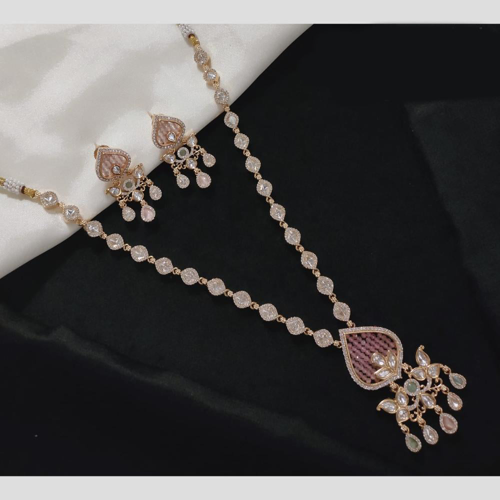 Akruti Collection Gold Plated Polki Kundan Stone And Pearls Necklace Set