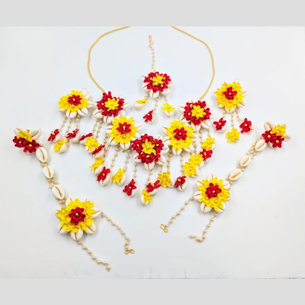 Akruti Collection Floral Jewellery Necklace Set