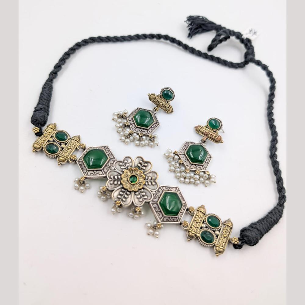 Akruti Collection 2 Tone Plated Choker Necklace Set