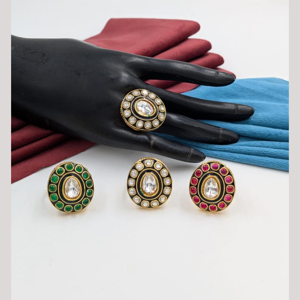 Akruti Collection Gold Plated Pota Stone Ring