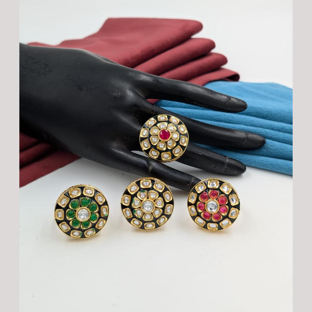 Akruti Collection Gold Plated Pota Stone Ring