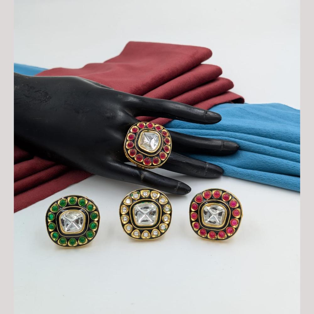 Akruti Collection Gold Plated Pota Stone Ring