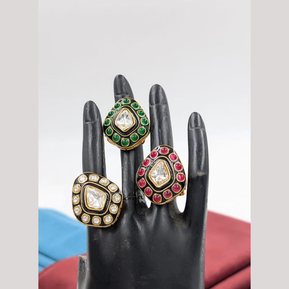 Akruti Collection Gold Plated Pota Stone Ring