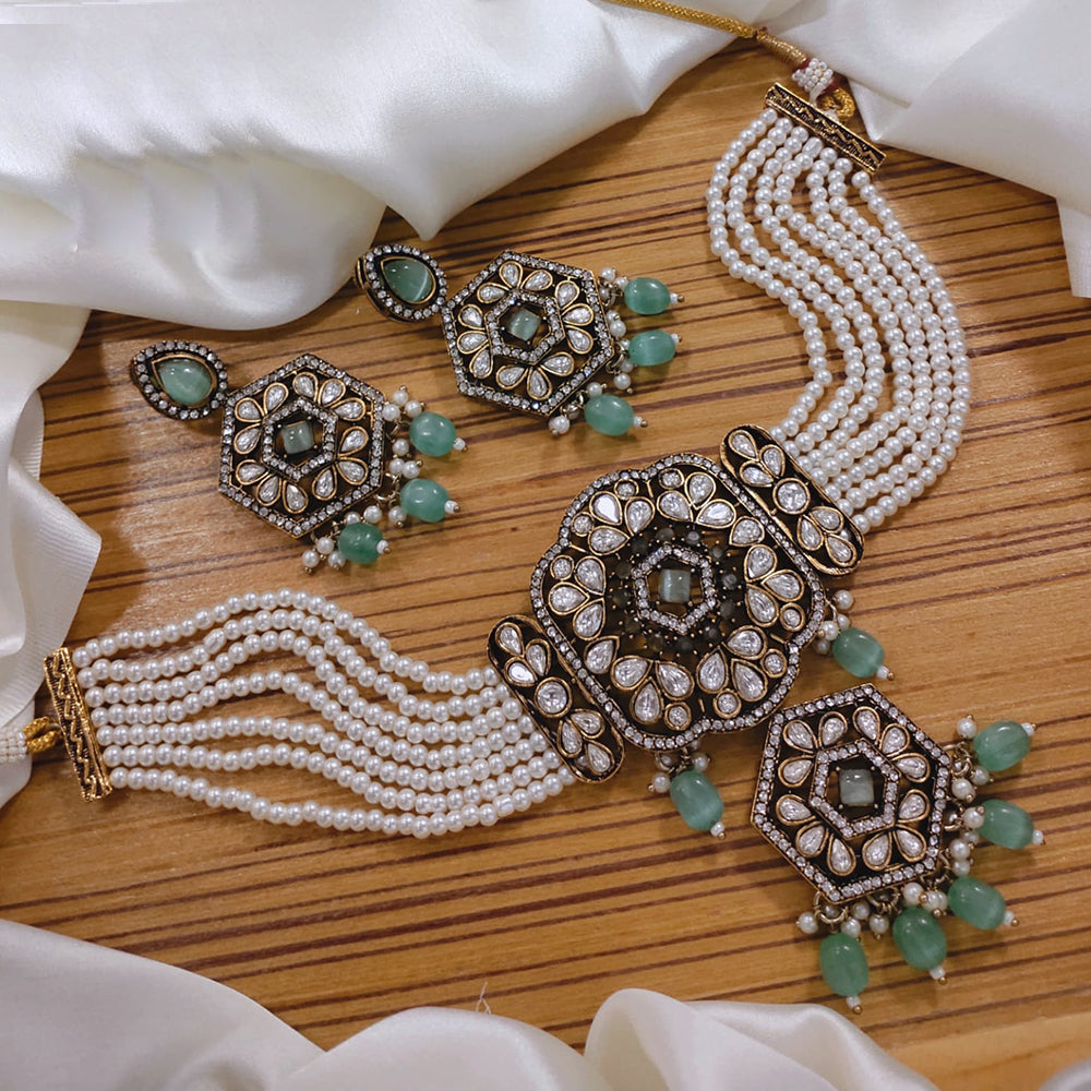 Akruti Collection Kundan And Pearl Necklace Set