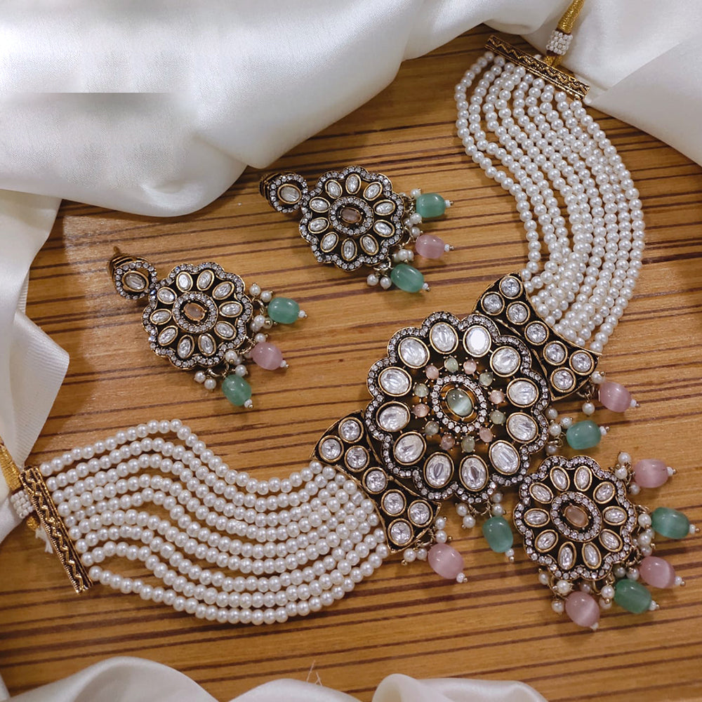 Akruti Collection Designer Kundan Necklace Set with Matching Earrings