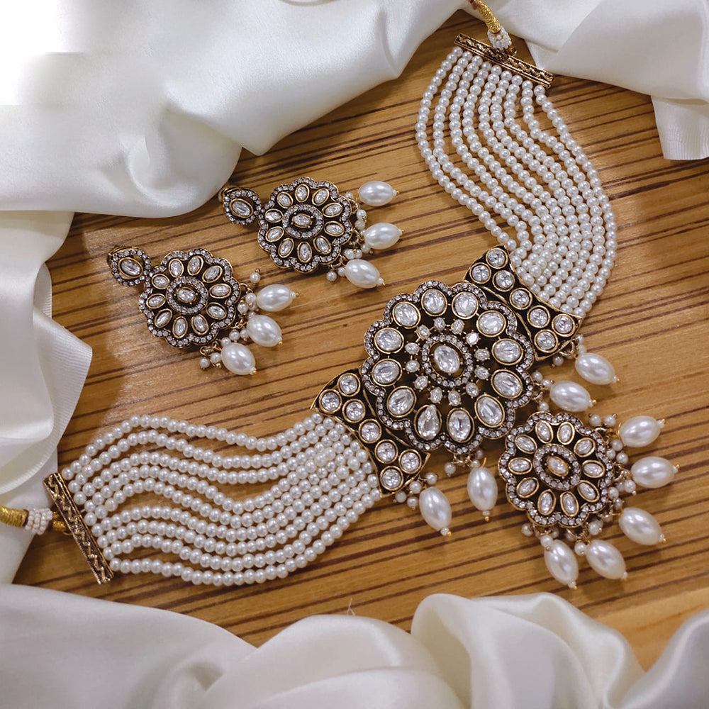 Akruti Collection Designer Kundan Necklace Set with Matching Earrings