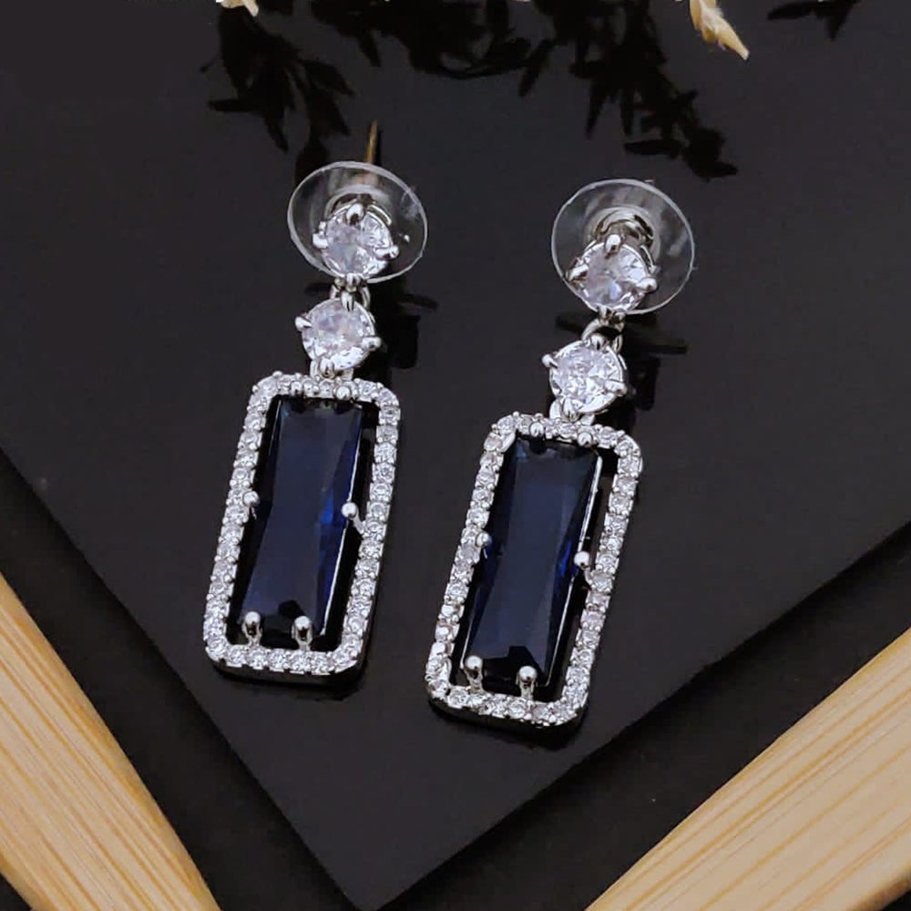 Akruti Collection American Diamond Dangler Earrings | Elegant Party Wear