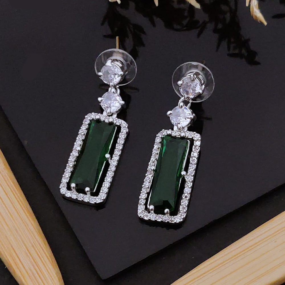 Akruti Collection American Diamond Dangler Earrings | Elegant Party Wear