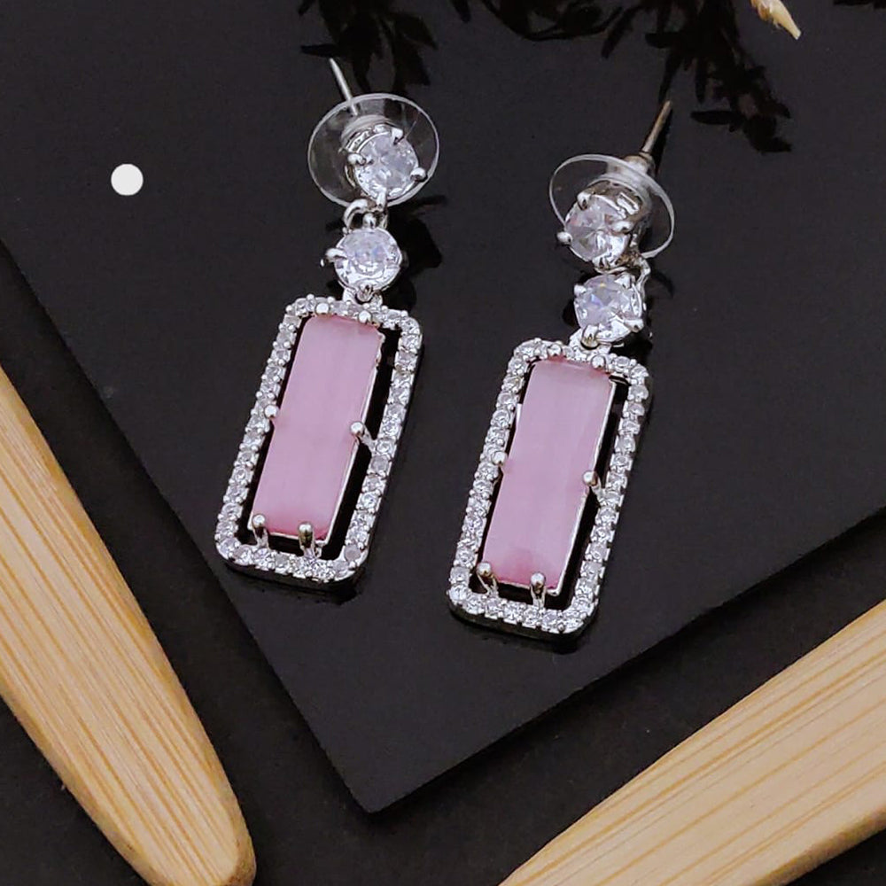 Akruti Collection American Diamond Dangler Earrings | Elegant Party Wear