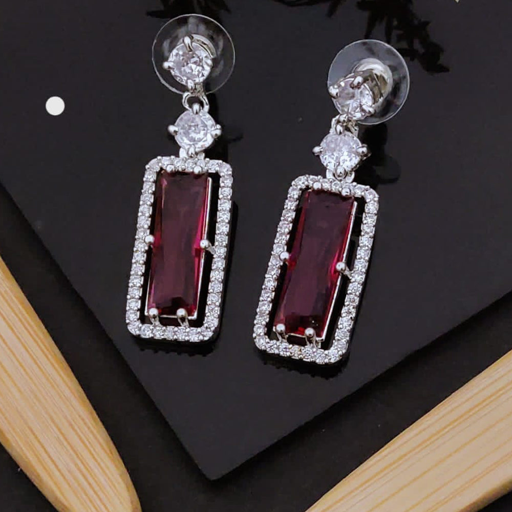 Akruti Collection American Diamond Dangler Earrings | Elegant Party Wear