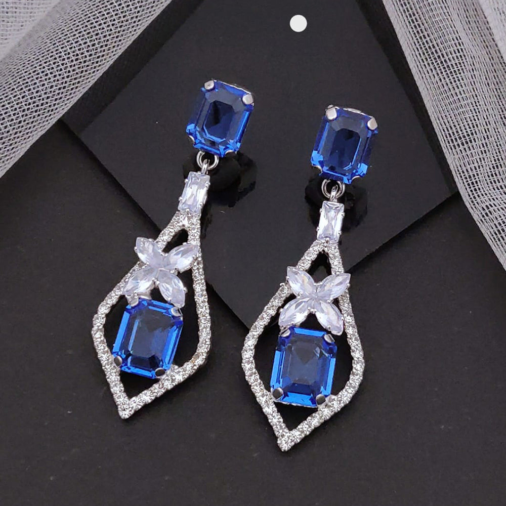 Akruti Collection American Diamond Dangler Earrings for Women