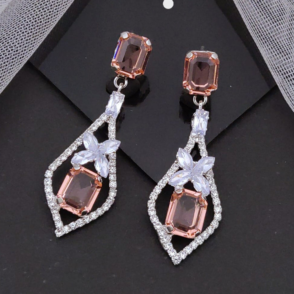 Akruti Collection American Diamond Dangler Earrings for Women