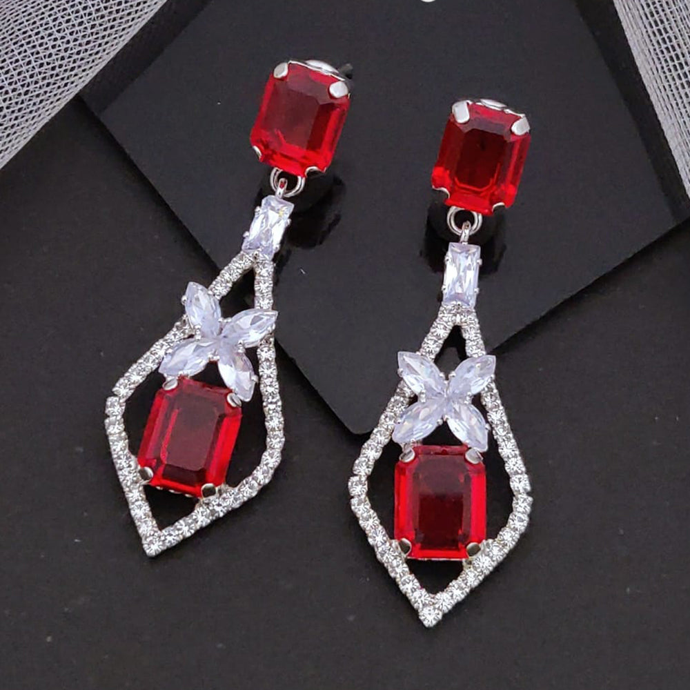 Akruti Collection American Diamond Dangler Earrings for Women