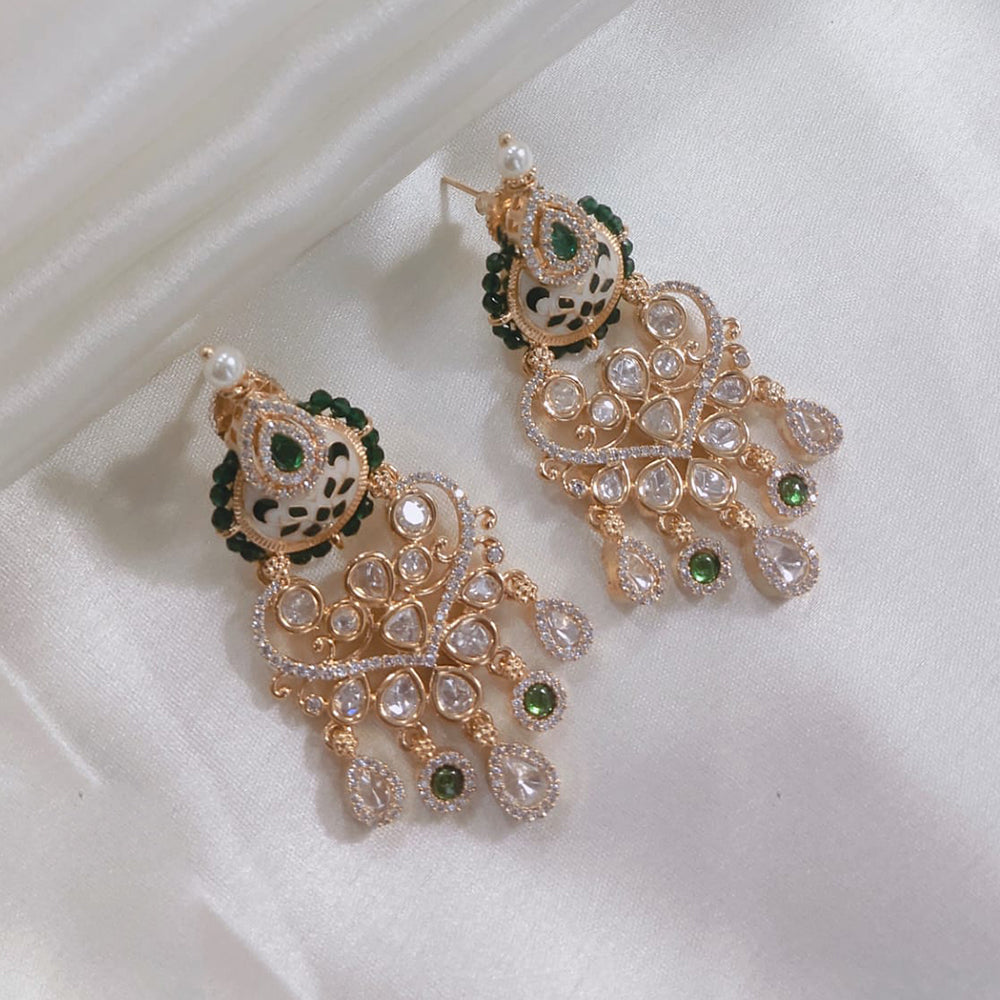 Akruti Collection Gold Plated Polki Kundan Dangler Earrings