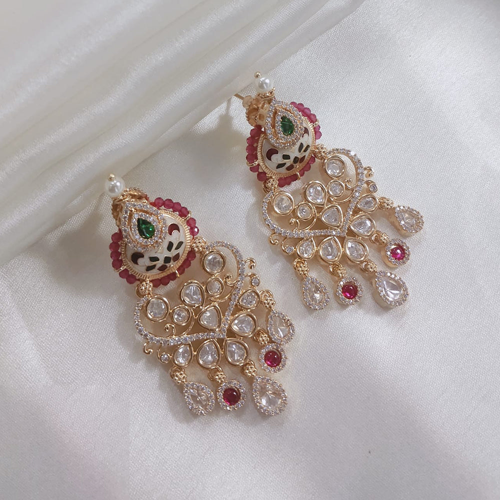 Akruti Collection Gold Plated Polki Kundan Dangler Earrings
