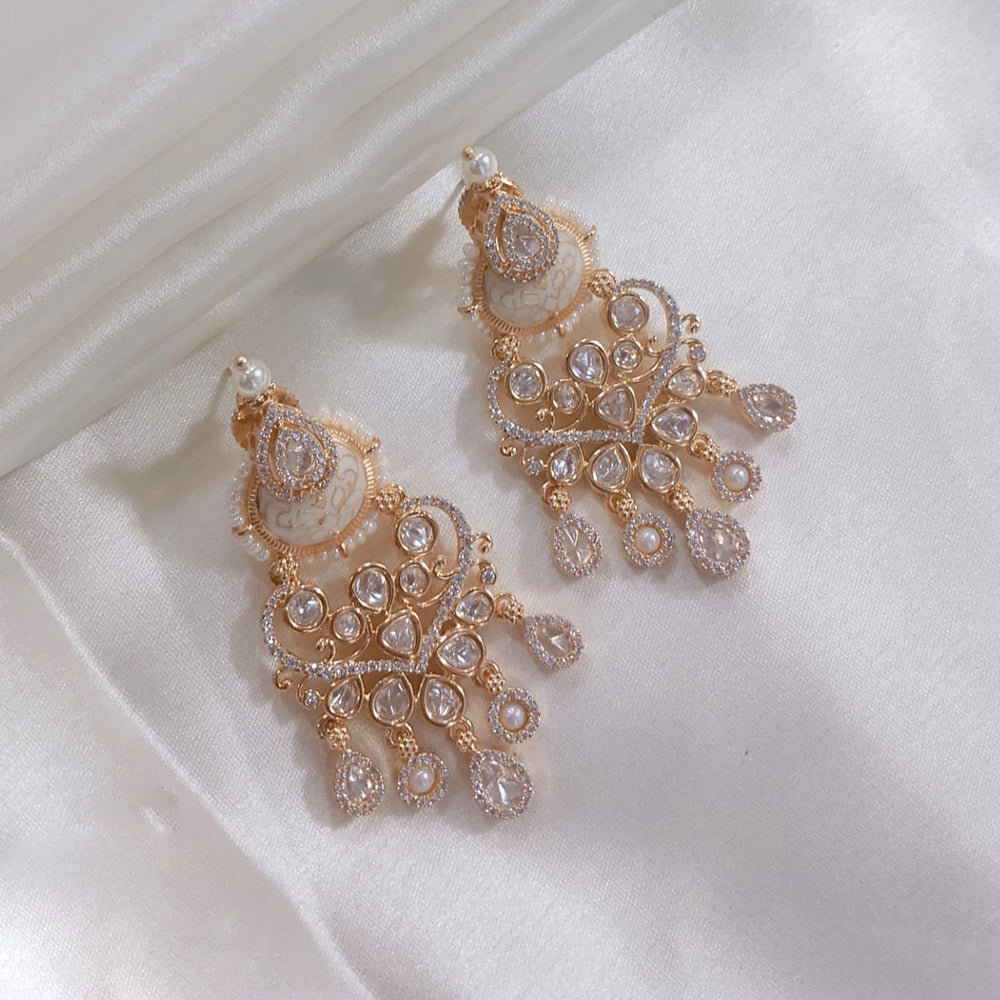 Akruti Collection Gold Plated Polki Kundan Dangler Earrings