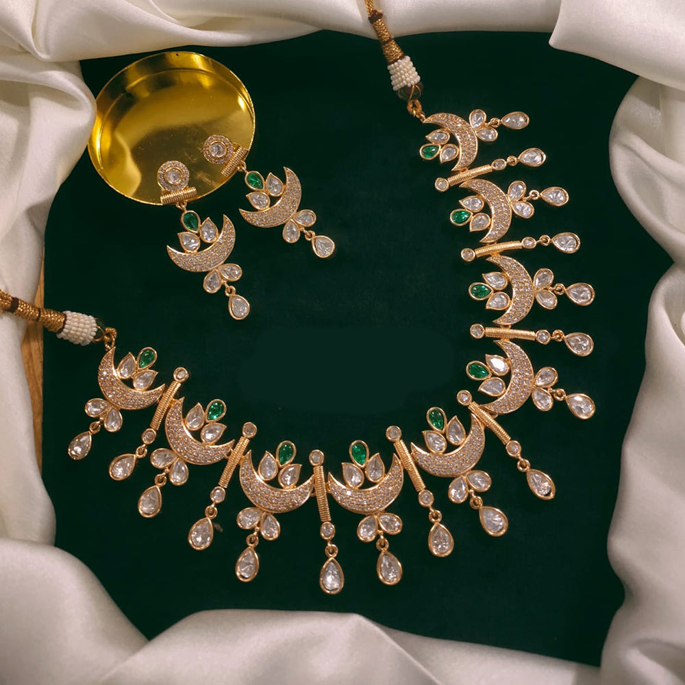 Akruti Collection Gold Plated Polki Kundan Stone Necklace Set