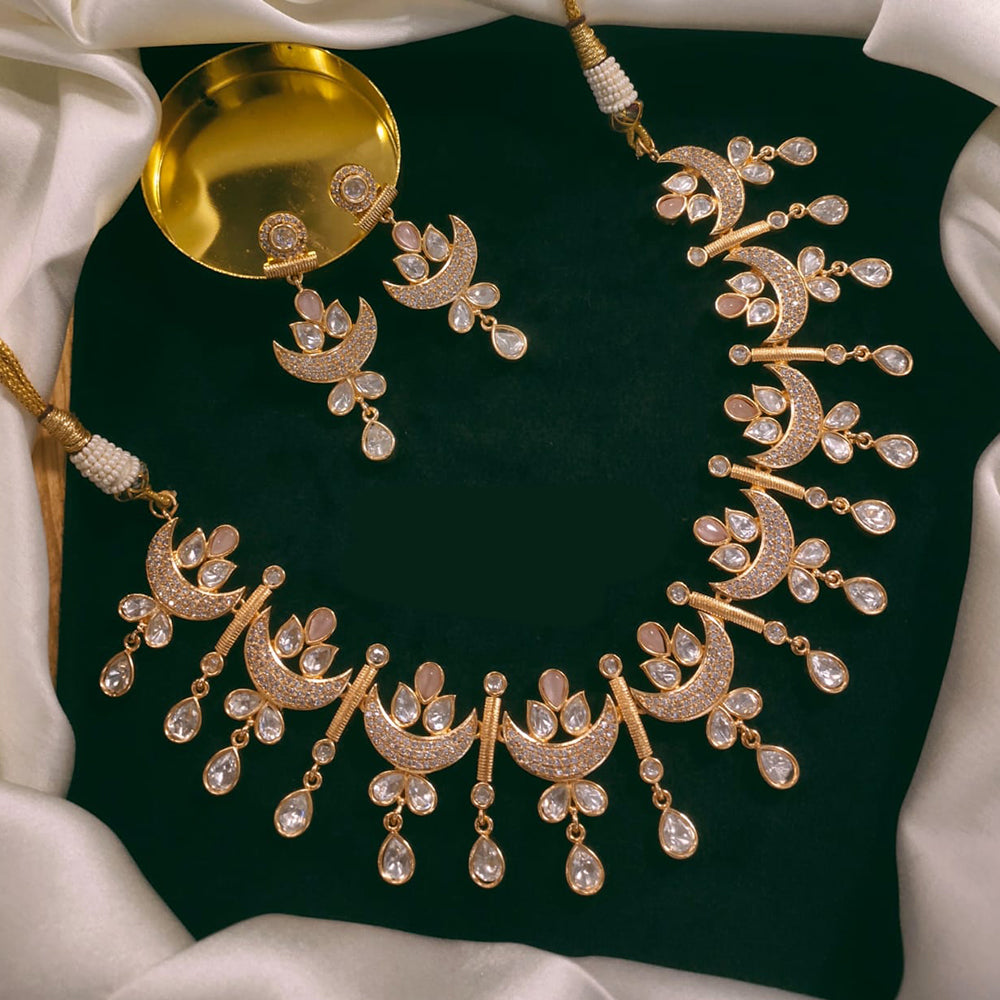 Akruti Collection Gold Plated Polki Kundan Stone Necklace Set