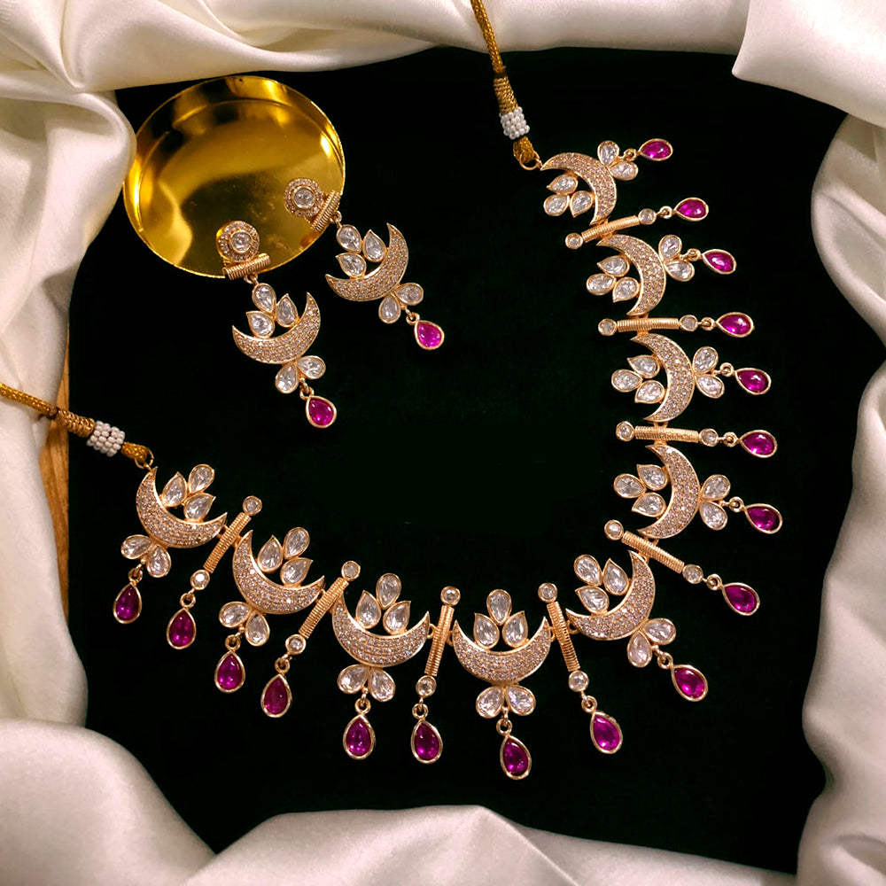 Akruti Collection Gold Plated Polki Kundan Stone Necklace Set