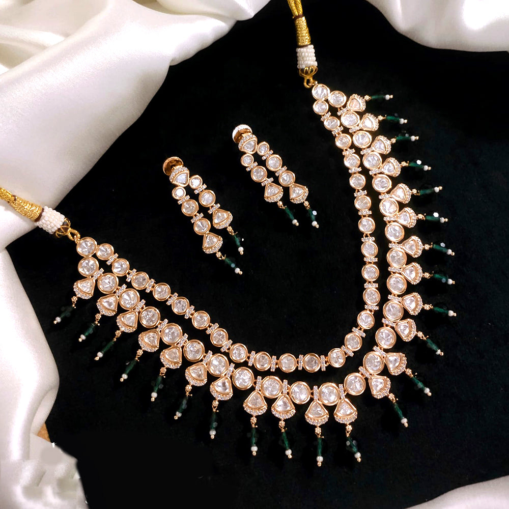 Akruti Collection Gold Plated Polki Kundan Stone Necklace Set