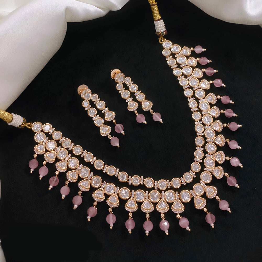 Akruti Collection Gold Plated Polki Kundan Stone Necklace Set