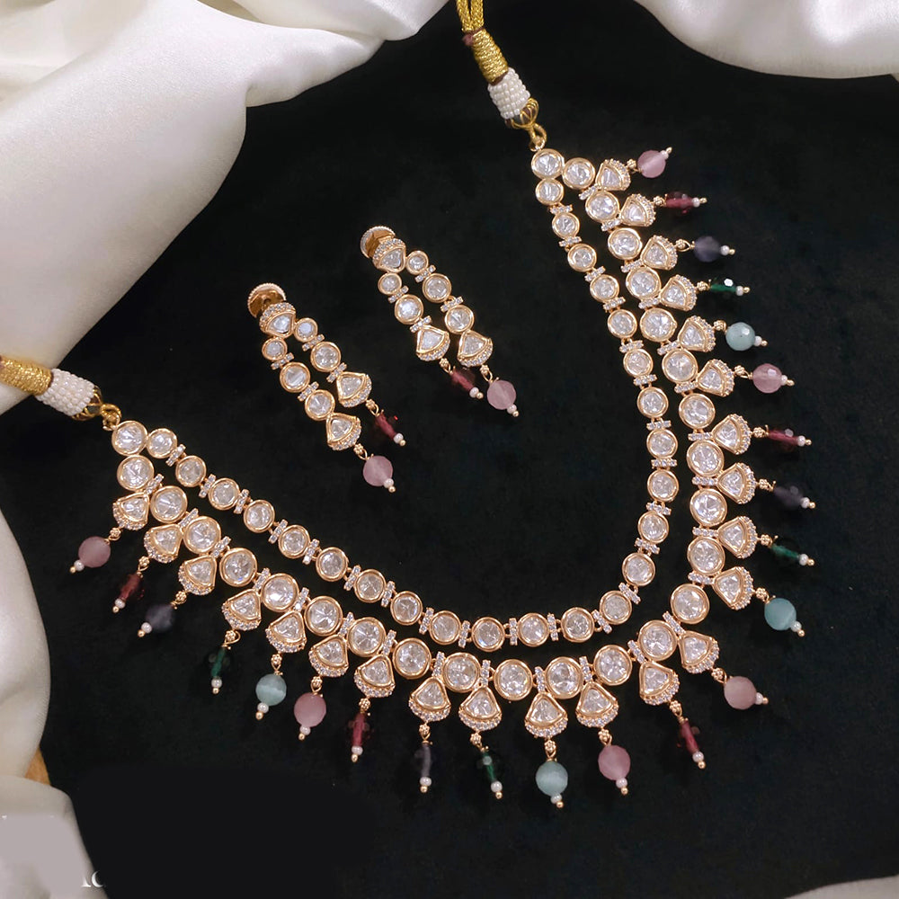 Akruti Collection Gold Plated Polki Kundan Stone Necklace Set
