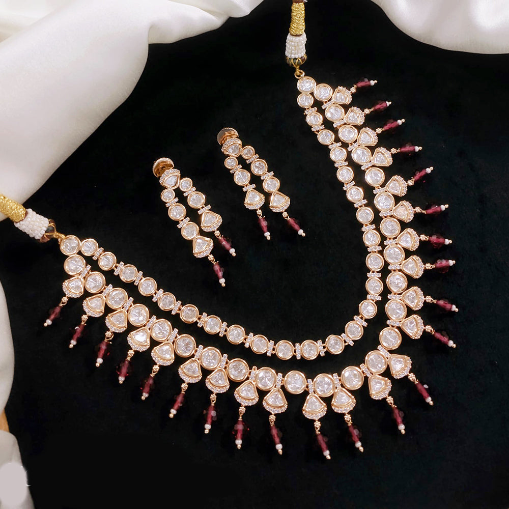 Akruti Collection Gold Plated Polki Kundan Stone Necklace Set