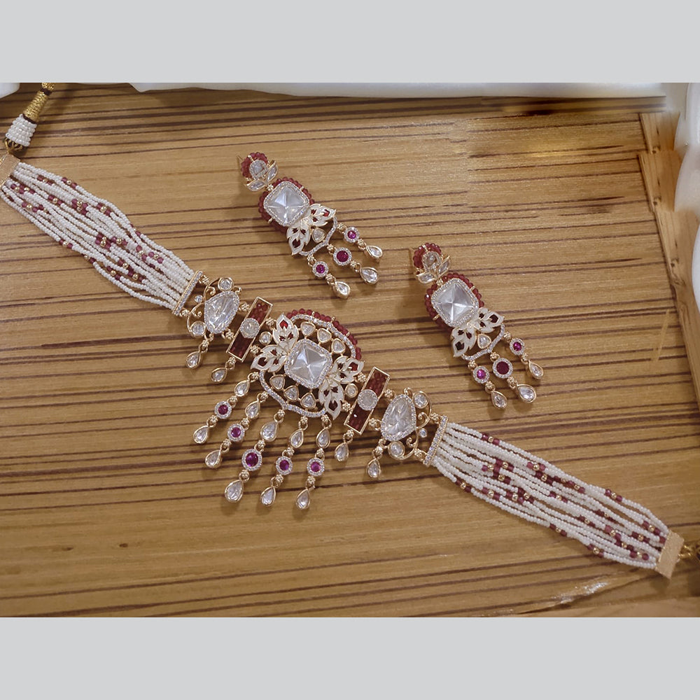 Akruti Collection Gold Plated Polki Kundan Stone Necklace Set