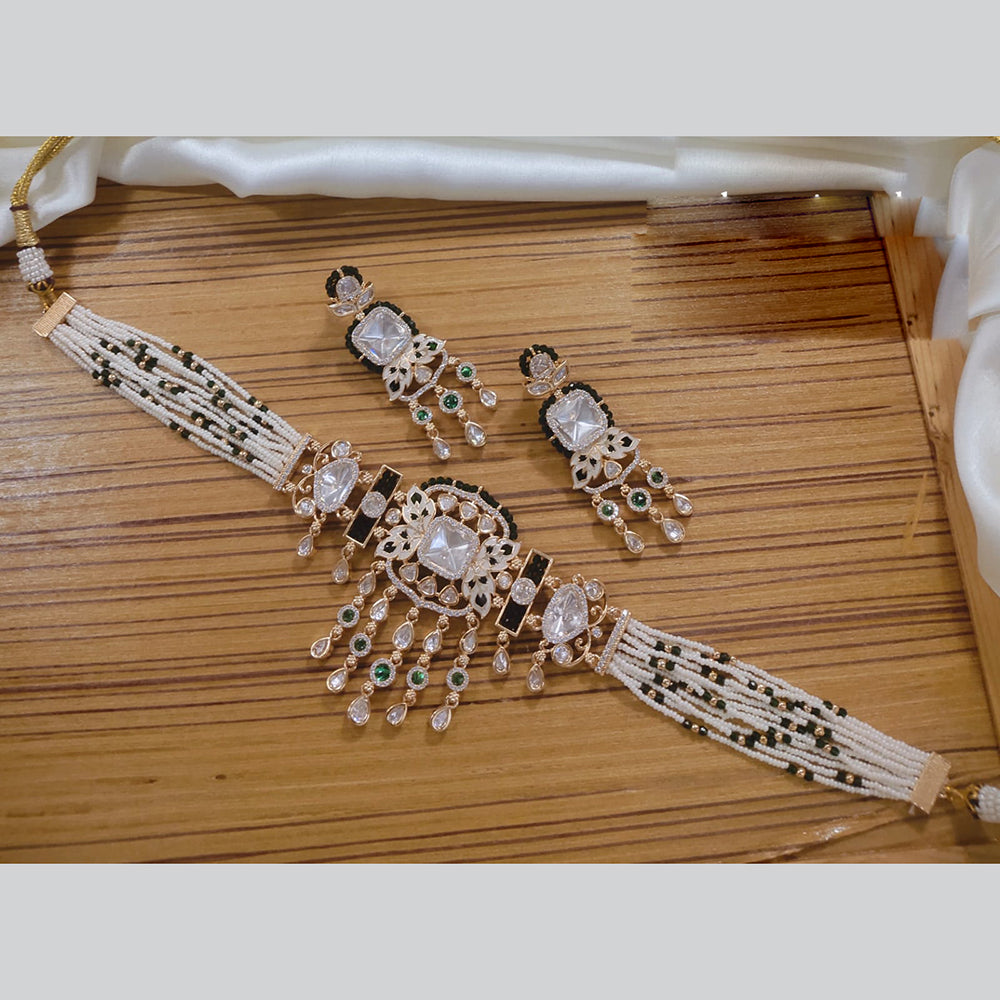 Akruti Collection Gold Plated Polki Kundan Stone Necklace Set
