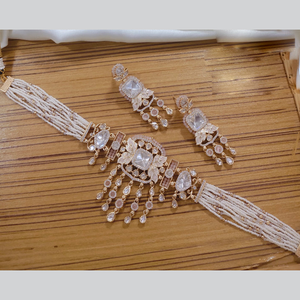 Akruti Collection Gold Plated Polki Kundan Stone Necklace Set