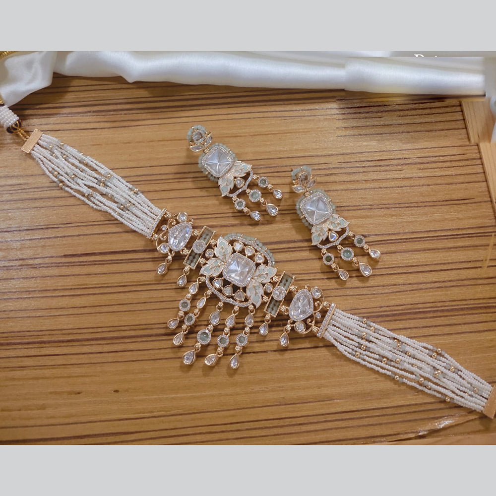 Akruti Collection Gold Plated Polki Kundan Stone Necklace Set